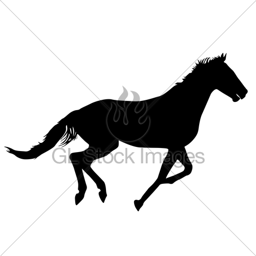 500x500 Silhouette Of Black Mustang Horse Vector Illustration Gl Stock