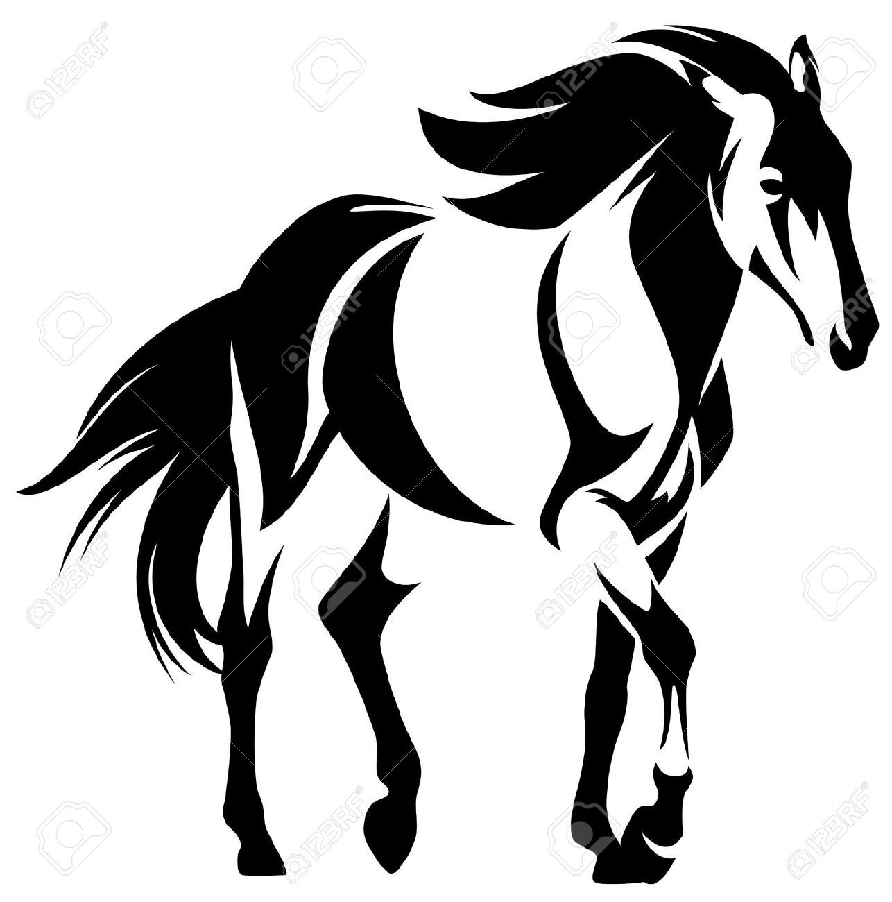 1286x1300 Wild Horse Black And White Outline