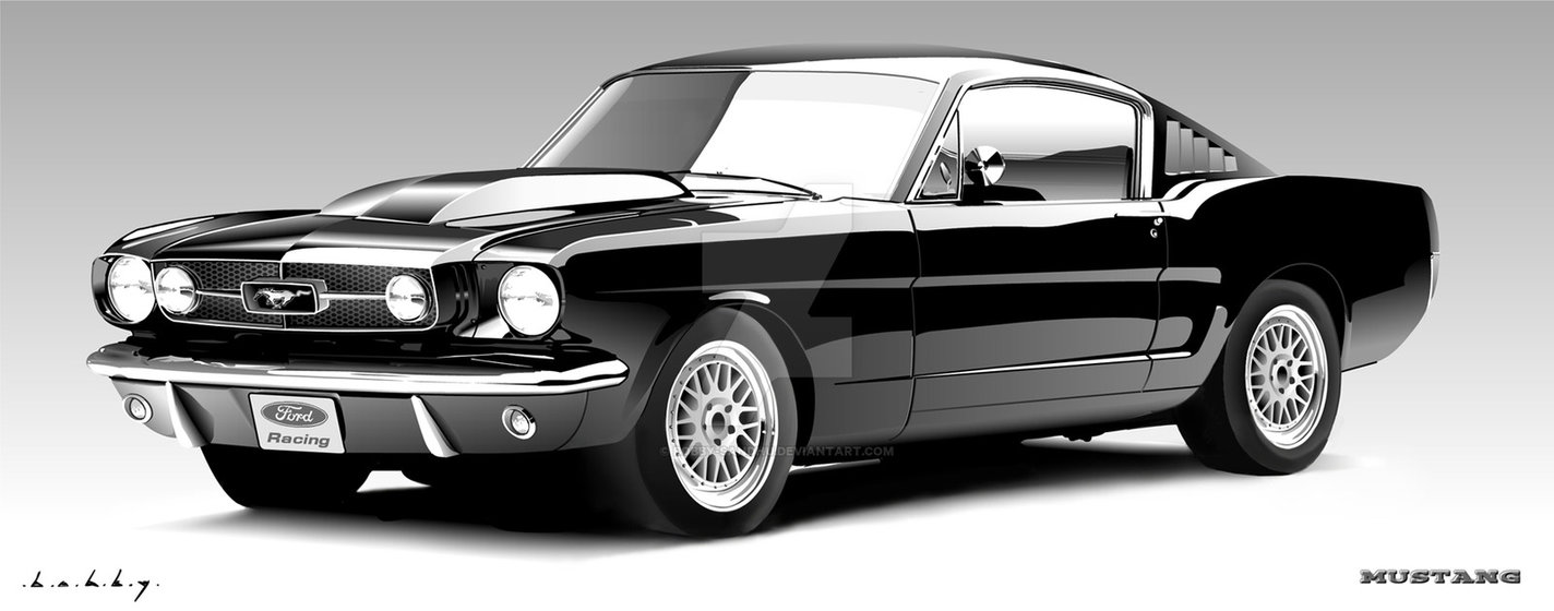 1424x560 Ford Mustang Vector Portrait By Bobby Sandhu
