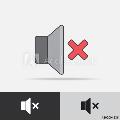 500x500 Mute Vector Icon Flat Design
