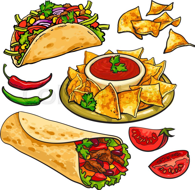 800x779 Set Of Traditional Mexican Food