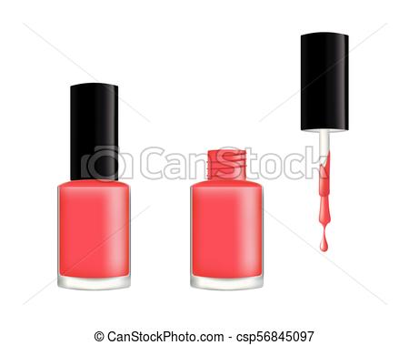450x379 Realistic Nail Polish, Open And Closed Bottle, Vector.