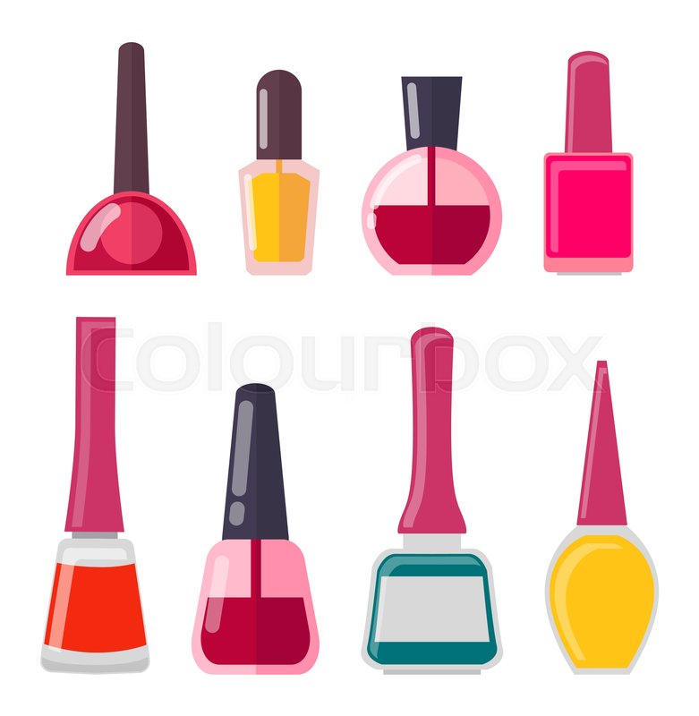 781x800 Set Of Different Nail Polish Bottle Vector Illustration Of Red
