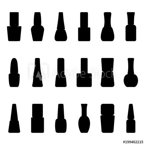 500x500 Set Of Silhouettes Of Nail Polish Bottles, Vector Illustration