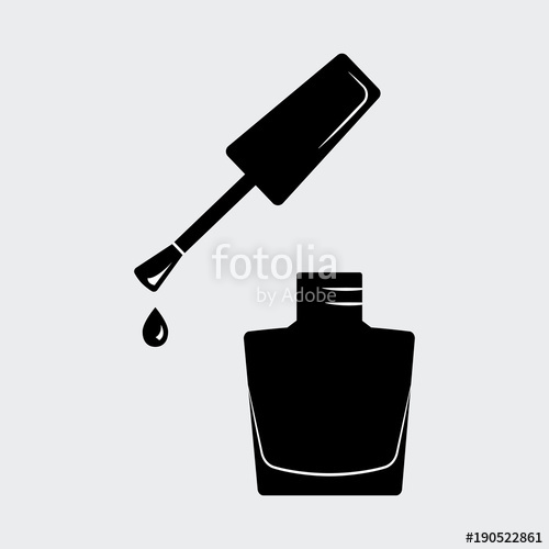 500x500 Nail Polish, Open Bottle. Black Silhouette. Vector Illustration