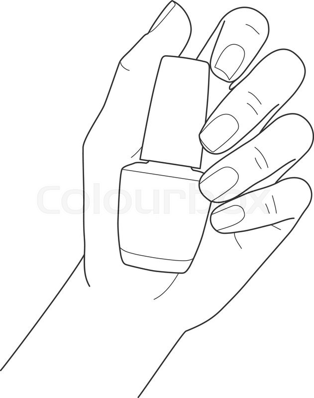631x800 Female Hand With Manicure Holding Nail Polish, Vector Image
