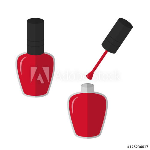 500x500 Flat Icon Red Nail Polish. Vector Illustration.