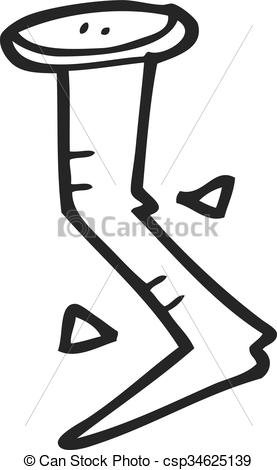277x470 Freehand Drawn Black And White Cartoon Bent Nail.