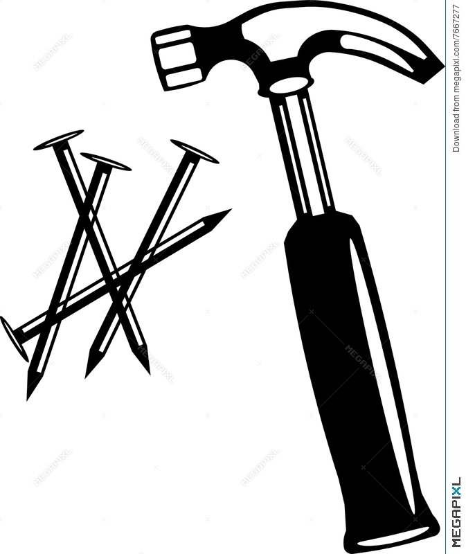 673x800 Hammer Nails Vector Art Illustration 7667277
