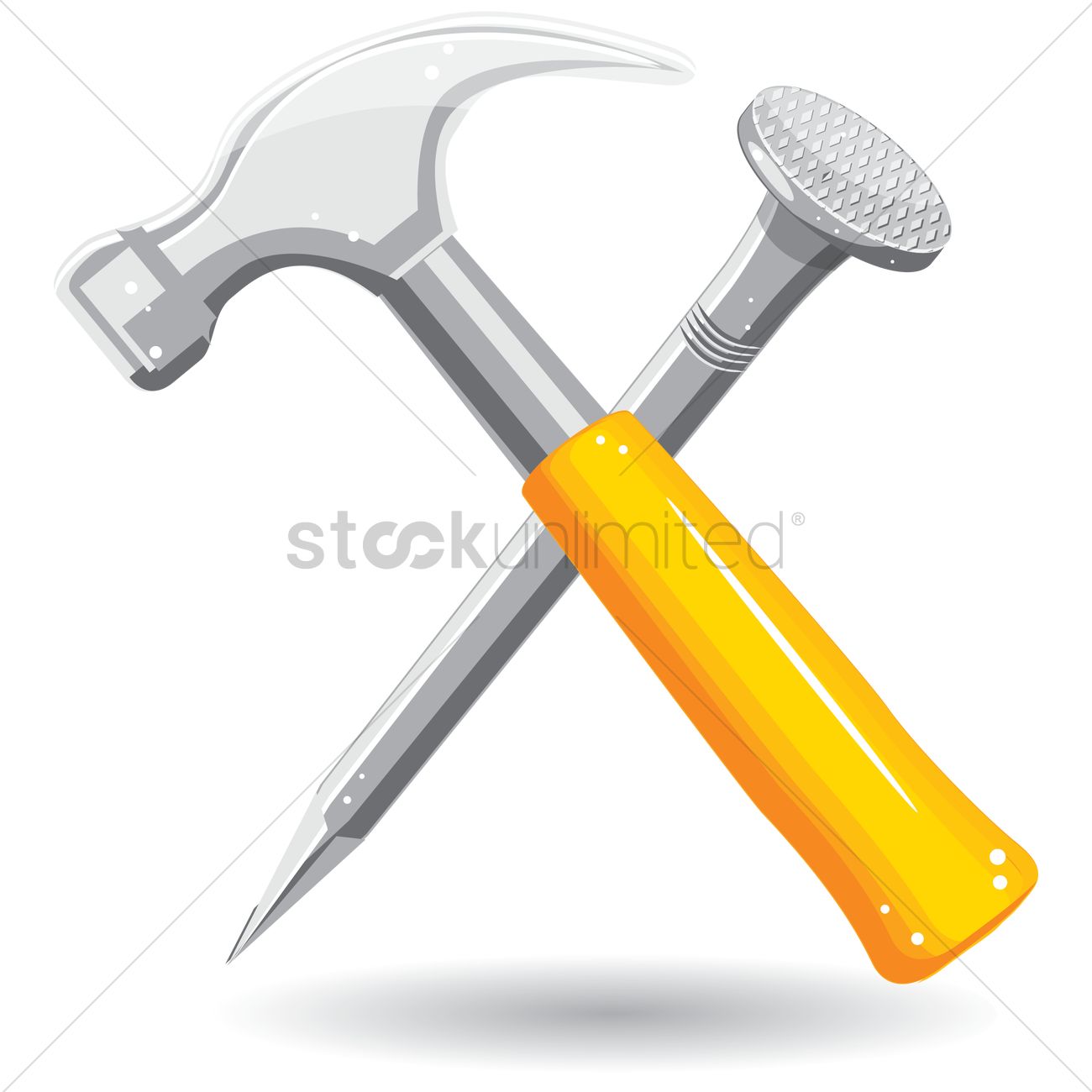 1300x1300 Hammer And Nail Vector Image