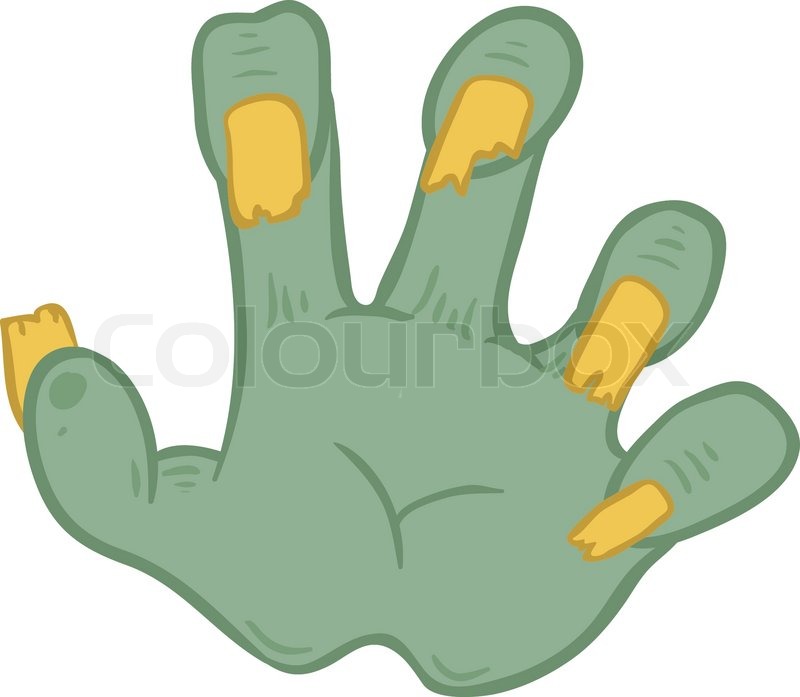 800x697 Hands Zombies With Broken Nails, Vector Illustration On White
