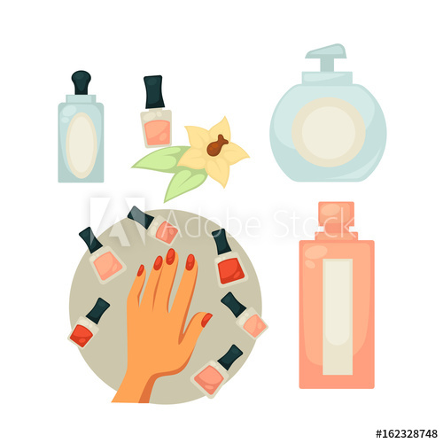 500x500 Spa Salon Equipment Set For Painting Nails Vector Poster