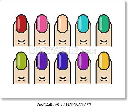 437x364 Art Print Of Manicure Fingers And Colorful Nails Vector Icons Set