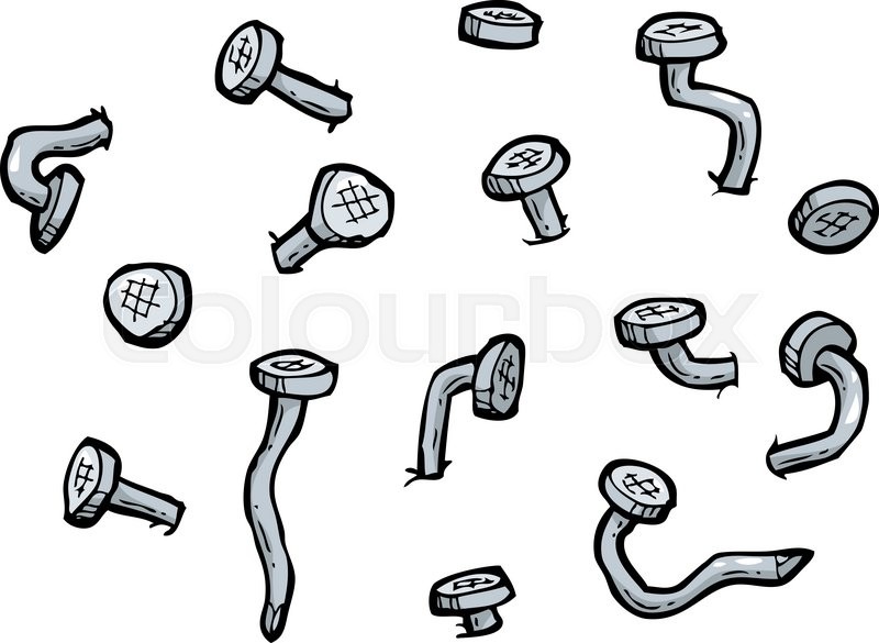 800x585 Cartoon Doodle Set Impacted Nails Vector Illustration Stock