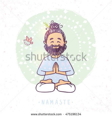 450x470 Character Positive Man In Greeting Pose Namaste. Vector
