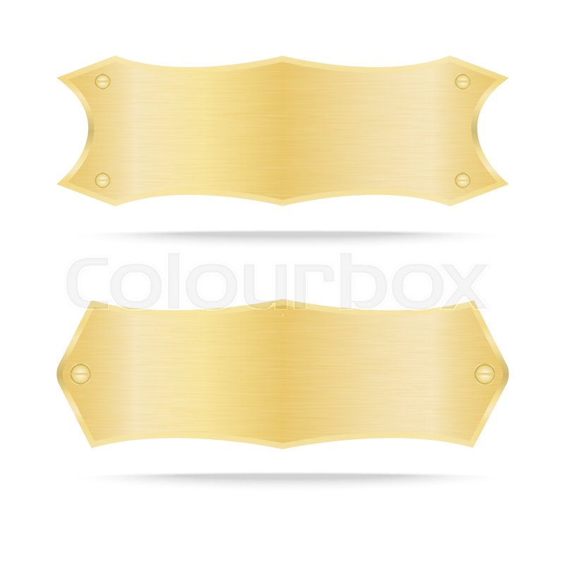 800x800 Gold Label Metal Or Metallic Gold Name Plate .vector Illustration