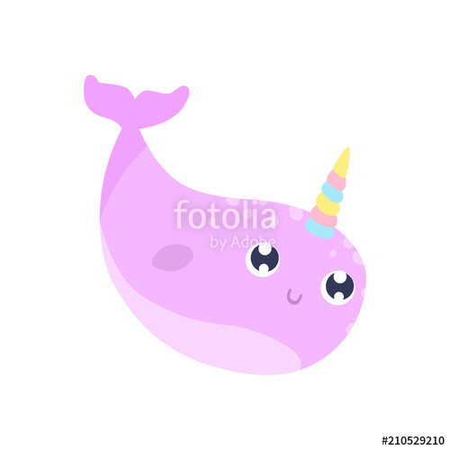 500x500 Cute Magical Narwhal Vector Illustration. Flat Design Stock Image