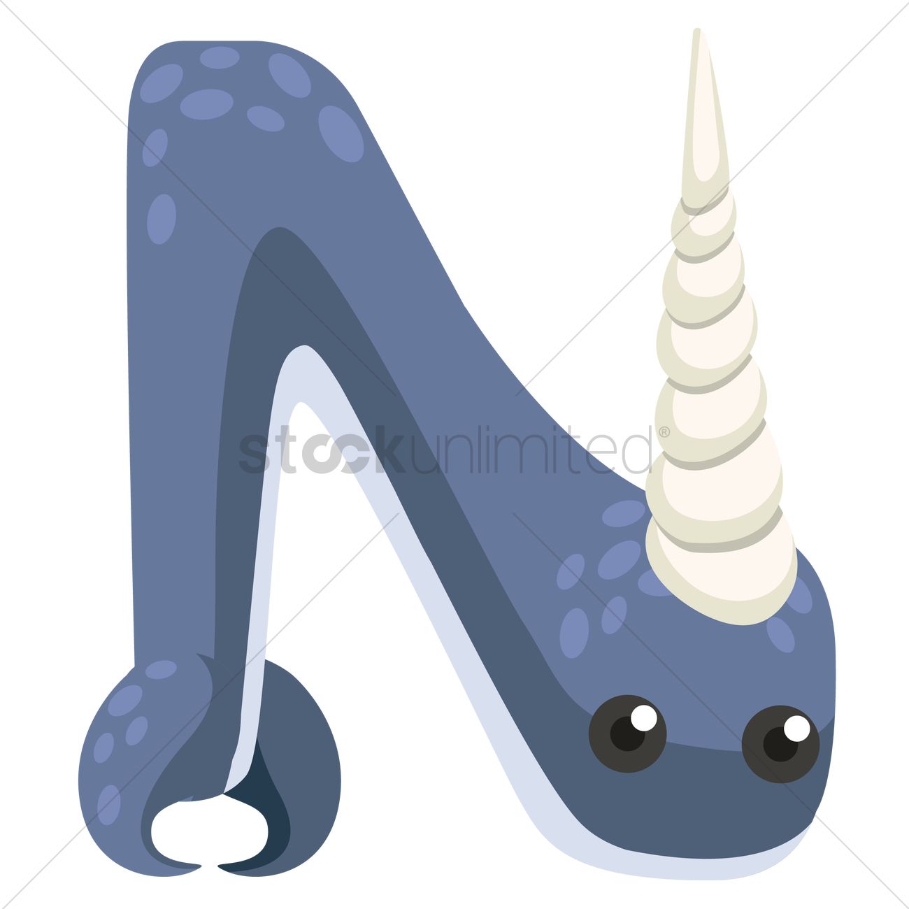 1300x1300 Letter N For Narwhal Vector Image