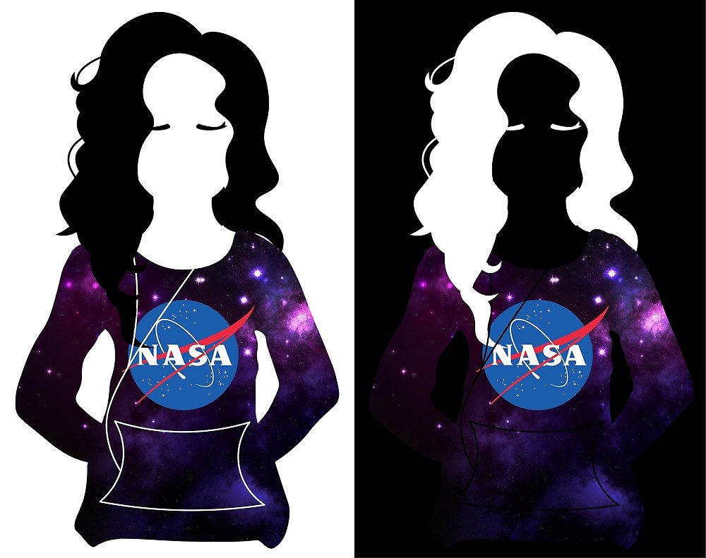 1000x791 Girl With Nasa Logo Vector Art Black And White By Bareliya