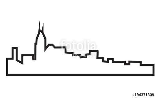 500x313 Free Nashville Skyline Silhouette Outline On White Background