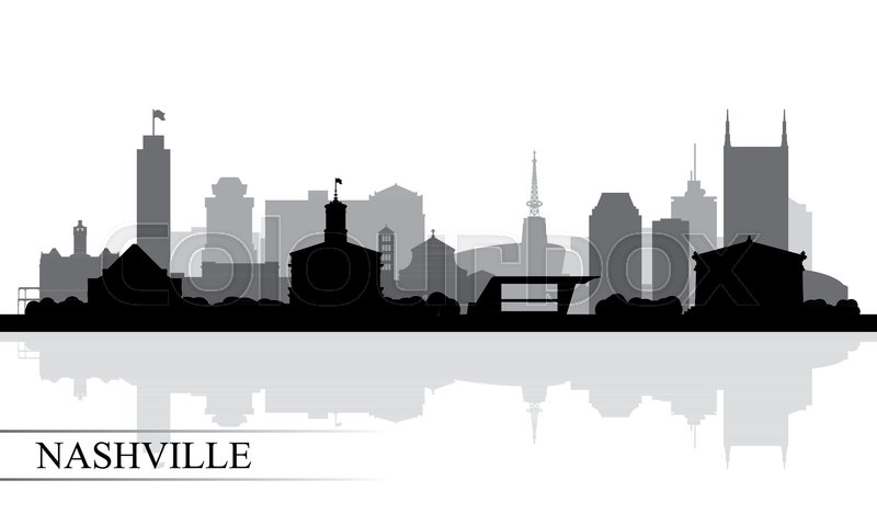 800x480 Nashville City Skyline Silhouette Background, Vector Illustration