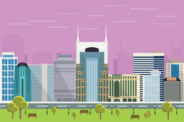 626x416 City Skyscrapers Of Nashville Illustration Vector Premium Download
