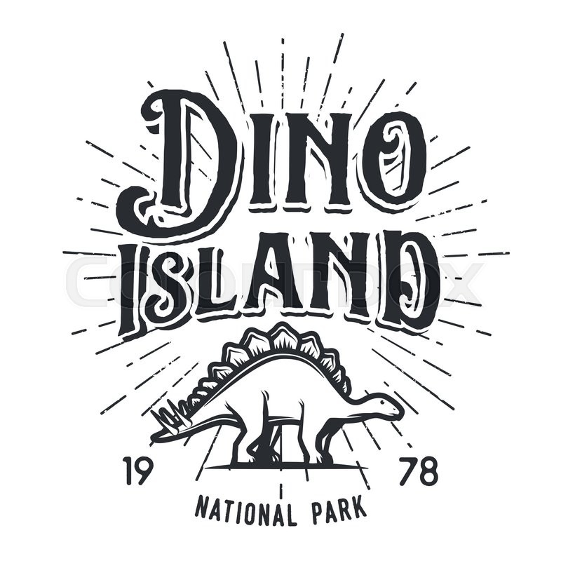 800x800 Vector Dinosaur Island Logo Concept. Stegosaurus National Park