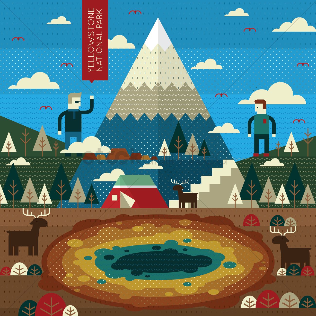 1300x1300 Yellowstone National Park Vector Image