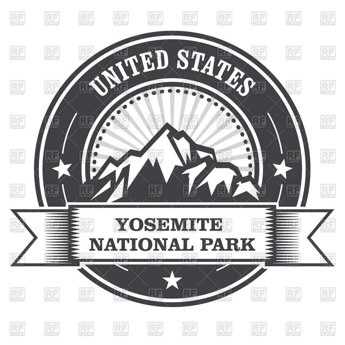 1200x1200 Yosemite National Park Round Stamp With Mountains Vector Image