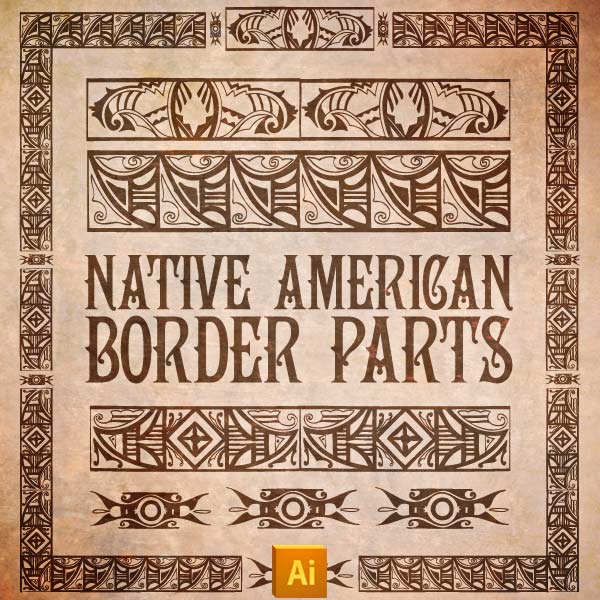 600x600 Vector Art Native American Pattern Border Parts Kit Vintage Vectors