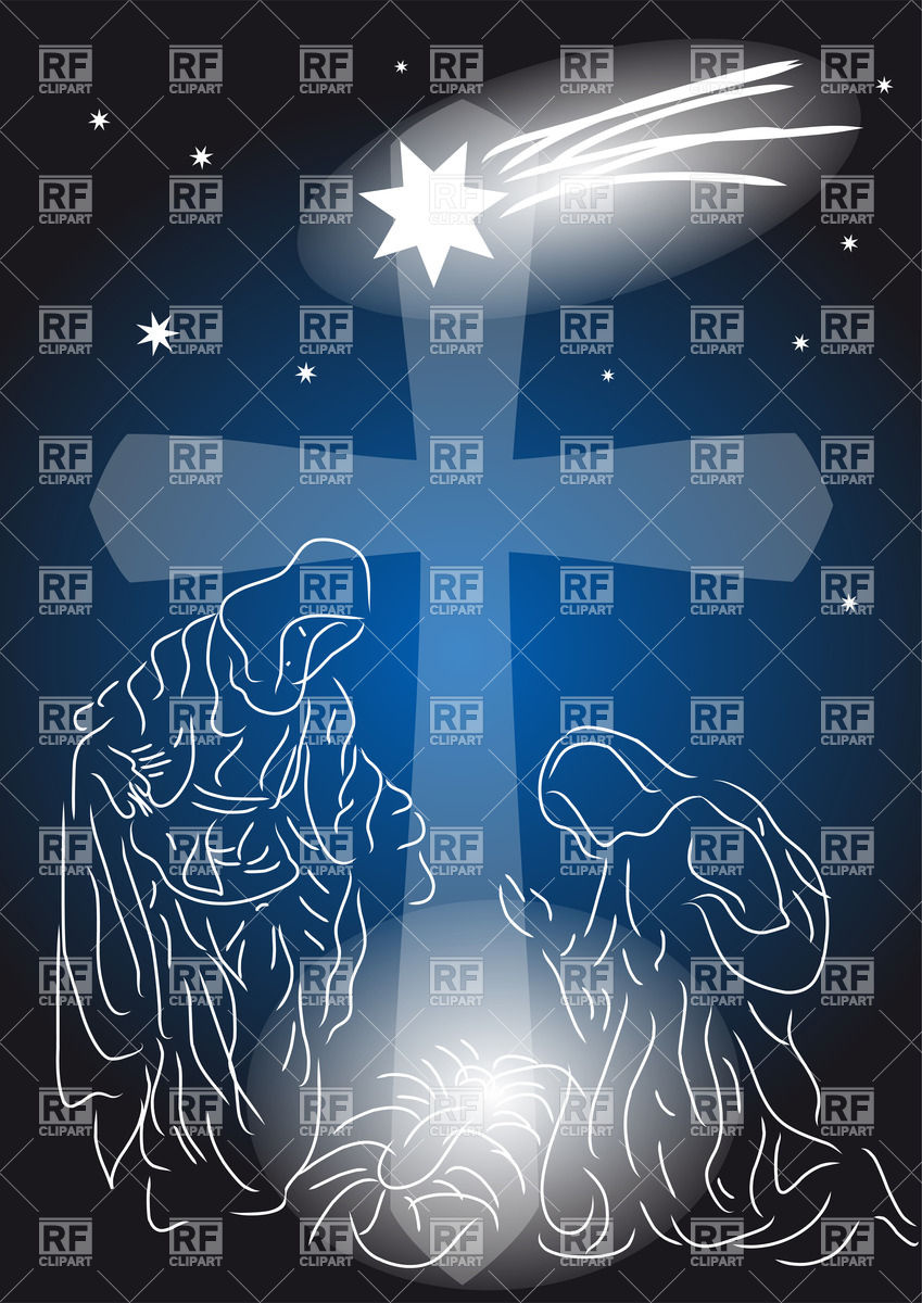 849x1200 Nativity Symbolic Scene With Mary And Joseph Vector Image Vector