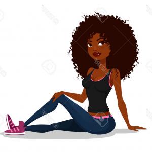 300x300 Photostock Vector Cute African American Girl With Big Natural Hair