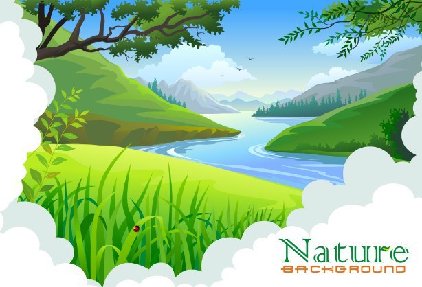 614x418 Free Vector Cartoon Nature Background 04