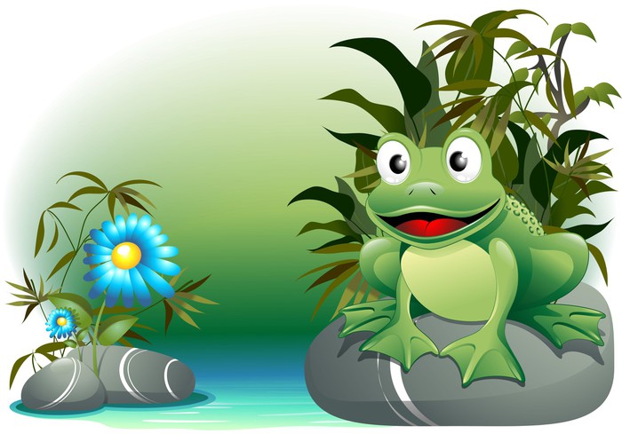 700x489 Rana Sfondo Natura Cartoon Cute Frog In Nature Vector Sticker