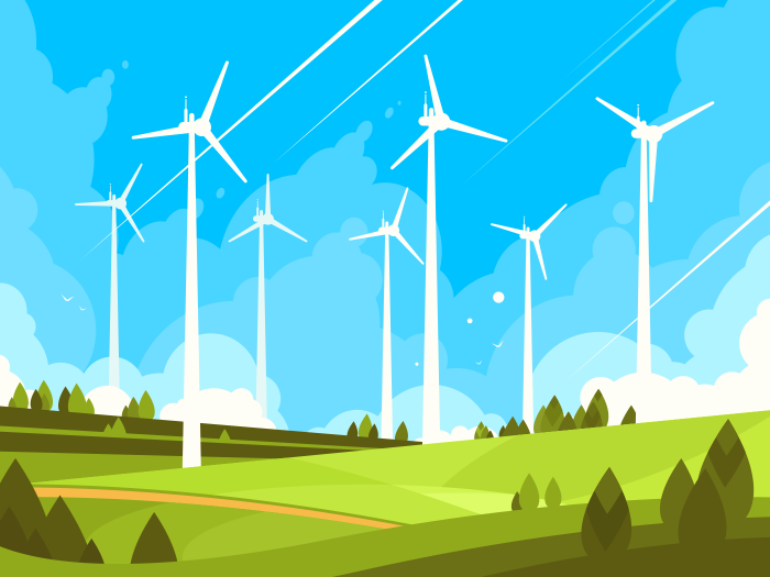 700x525 Windmills On Green Fields