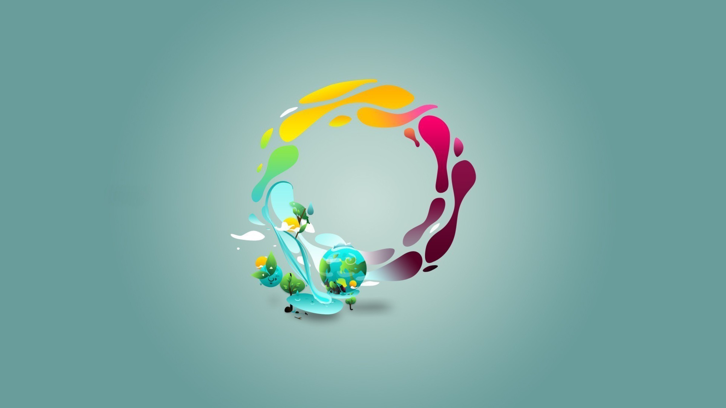 2400x1350 Earth Minimalistic Nature Vector Art Vectors Wallpaper