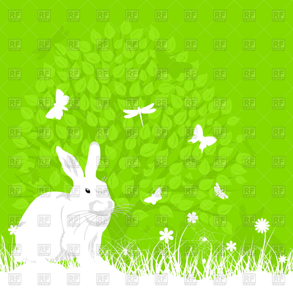 1200x1200 Easter Rabbit On Nature Vector Image Vector Artwork Of Plants