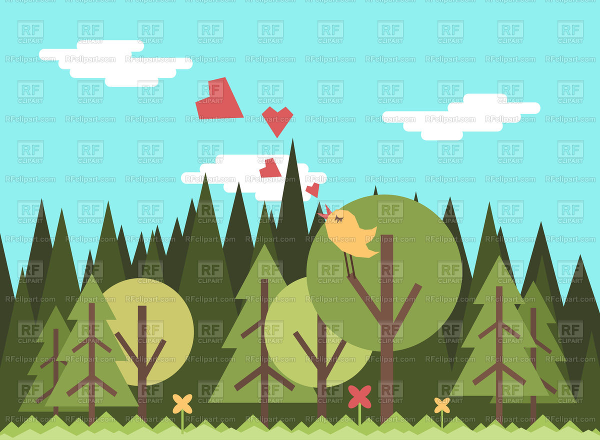 1200x880 A Bird Sings In The Forest Vector Image Vector Artwork Of Nature