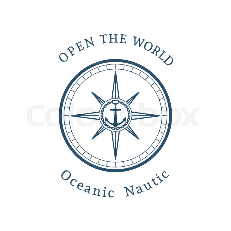 800x800 Retro Nautical Label With Compass. Vector Template For Logo Design
