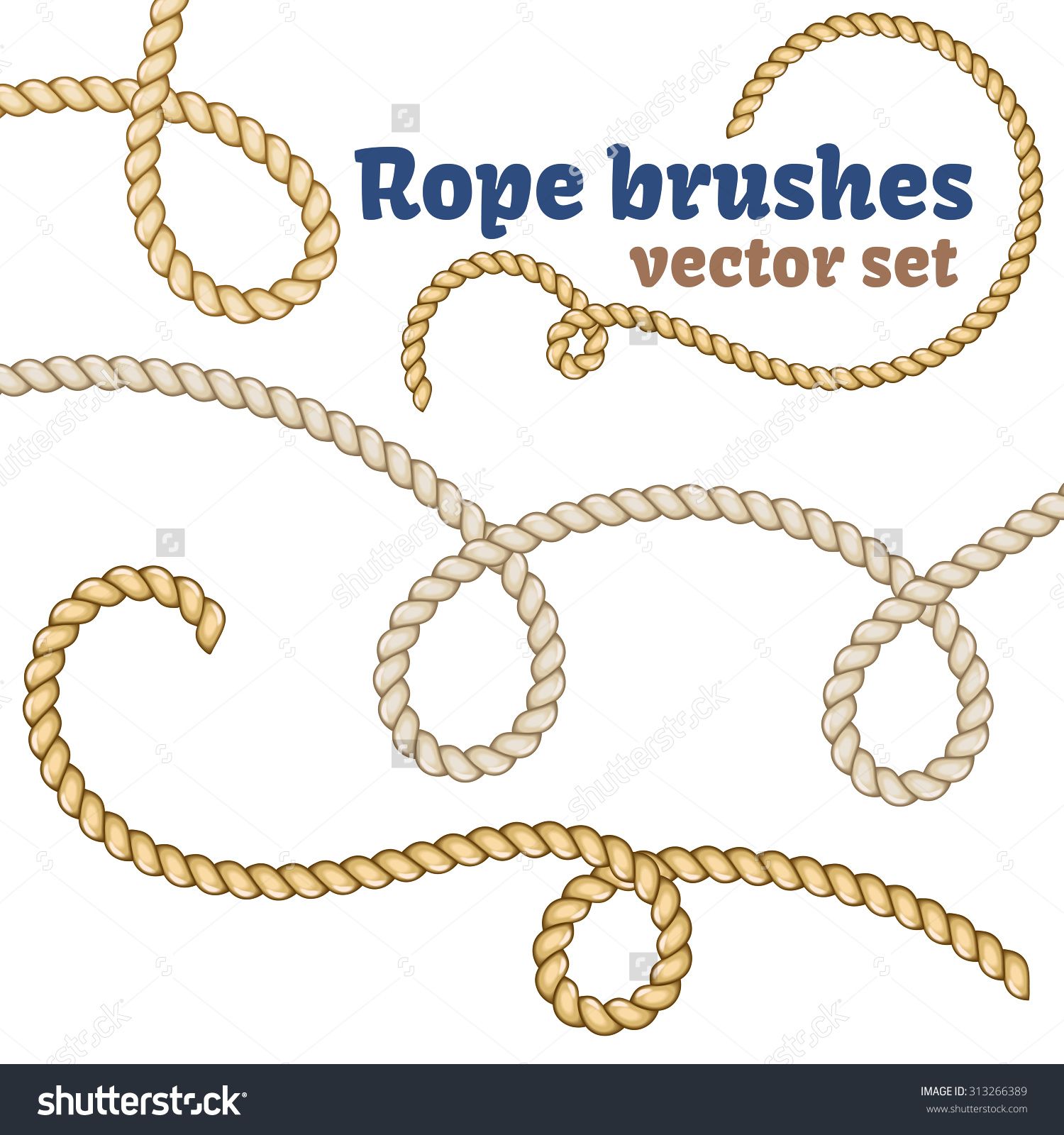 1500x1600 Nautical Rope Brushes Set. Decorative Vector Knots. Rope