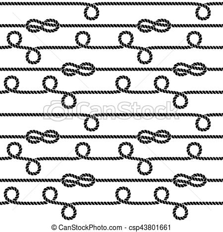 450x470 Nautical Ropes And Knots Vector Seamless Pattern. Marine String