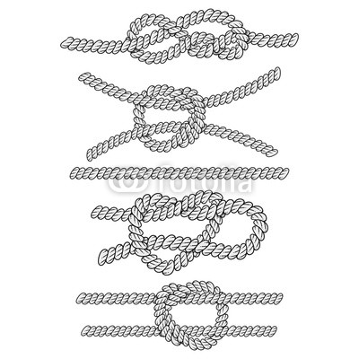 400x400 Nautical Ropes Vector Icons Set. Collection Of Marine Knots And