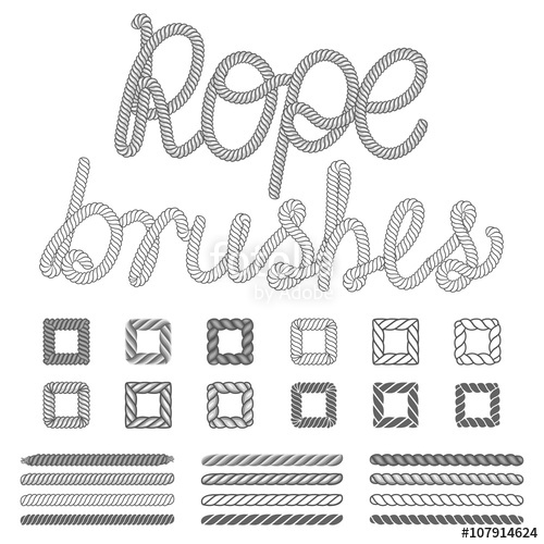 500x500 Rope Nautical Vector Pattern Brushes Set. Rope Pattern, Nautical