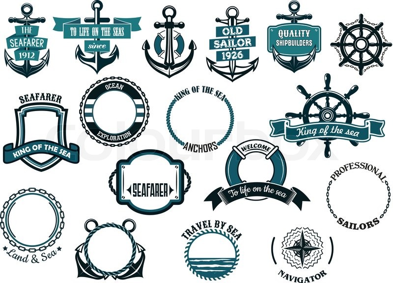 800x576 Set Of Nautical Or Marine Themed Icons And Frames Including Ships