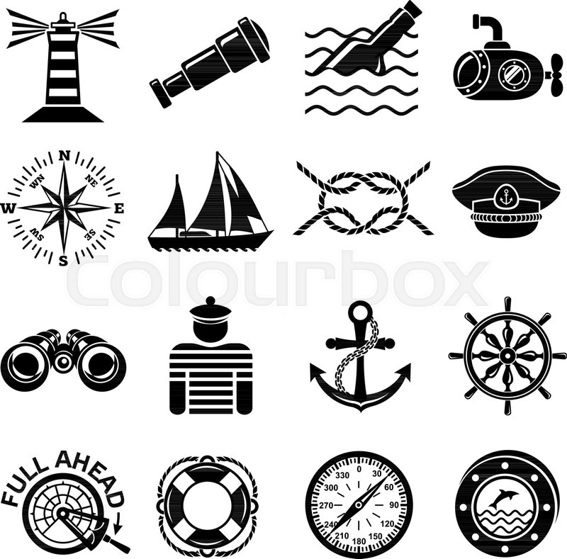 800x789 Nautical Icons Set. Simple Illustration Of 16 Nautical Vector