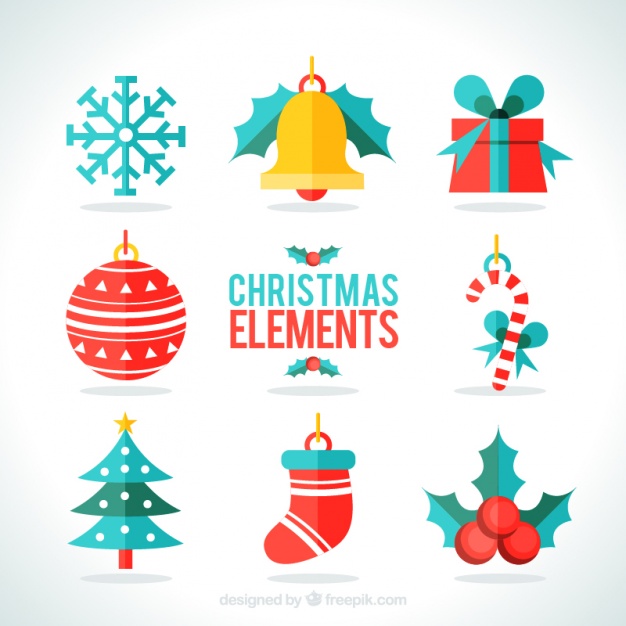 626x626 Assortment Of Flat Christmas Elements Vector Free Download