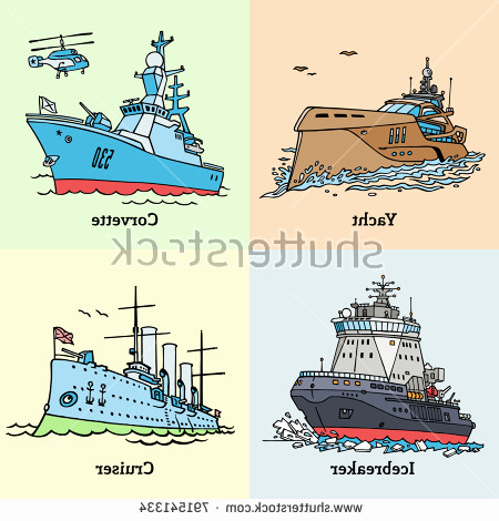450x470 Corvette Navy Ship Luxury Vector Illustration Doodle Ships