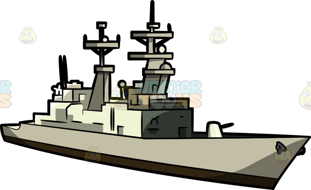 1024x627 A Military Destroyer Ship Clipart By Vector Toons