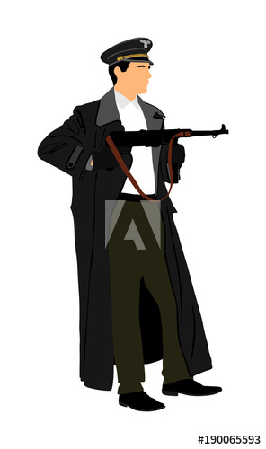 296x500 Nazi Germany Soldier With Rifle Vector Illustration. Ss Officer In