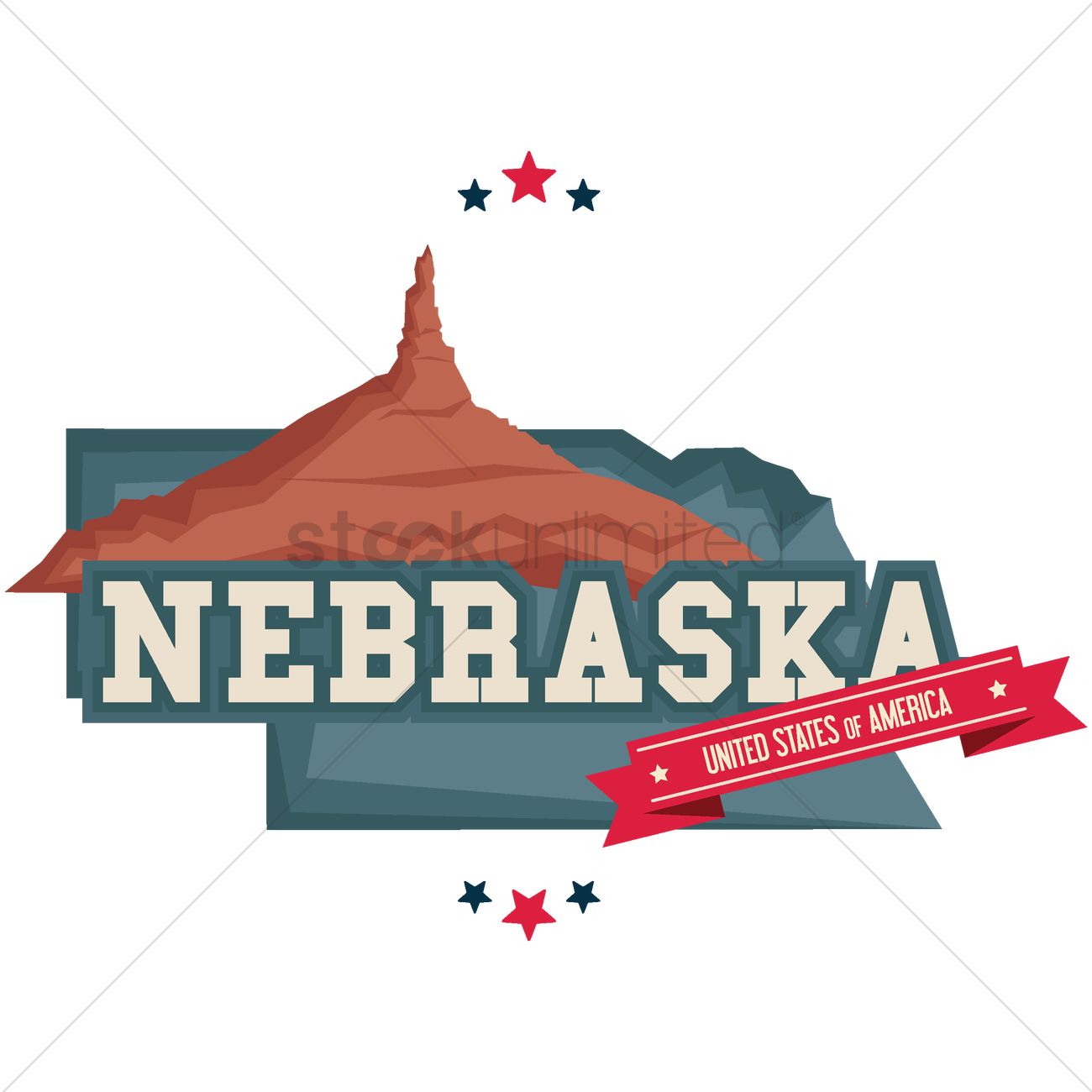 1300x1300 Nebraska Map With Chimney Rock Vector Image